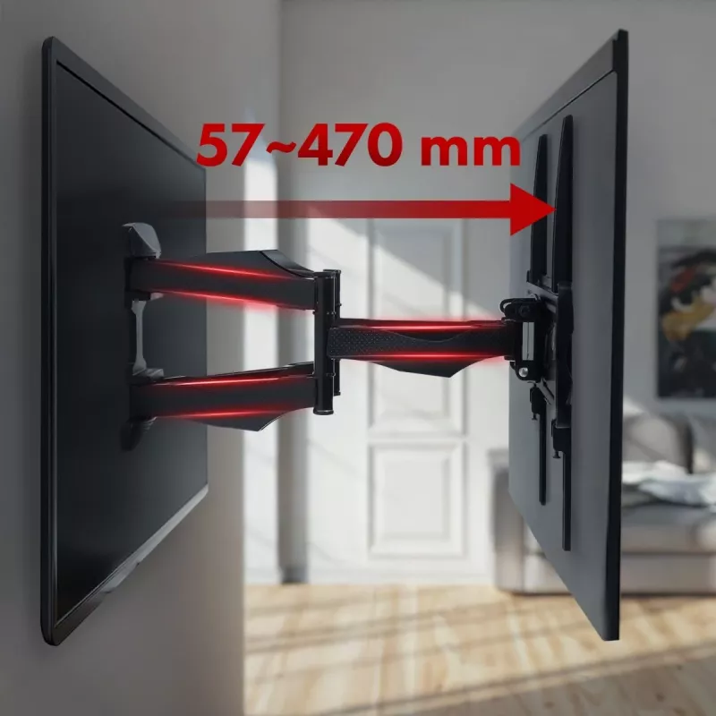 Wall TV mount MACLEAN MC-781 for 66–177.8 cm (26–70 inch) screens, tilt -12–2°, VESA 100x100–400x400, max load 45 kg, black