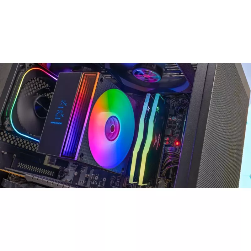 Air cooler TACENS Mars Gaming MCPU-LCD, 120 mm fan, TDP 300 W, supports LGA1700/1200/115x/1366 and AM4/AM5, black