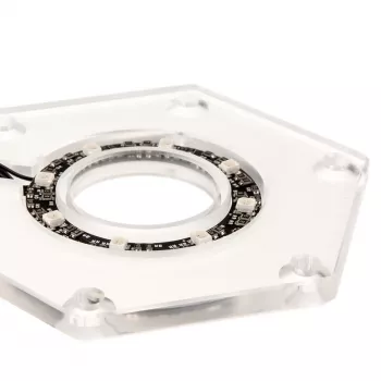 Mounting kit BitsPower Hexagon BP-WTHU-RGB — acrylic transparent, 91.4×80×6.5 mm