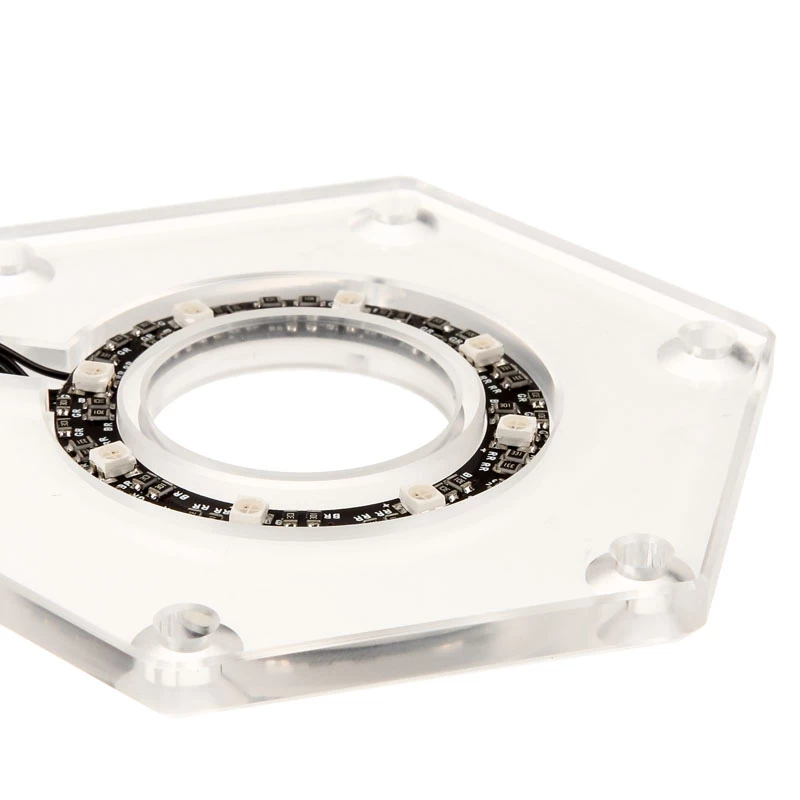 Mounting kit BitsPower Hexagon BP-WTHU-RGB — acrylic transparent, 91.4×80×6.5 mm