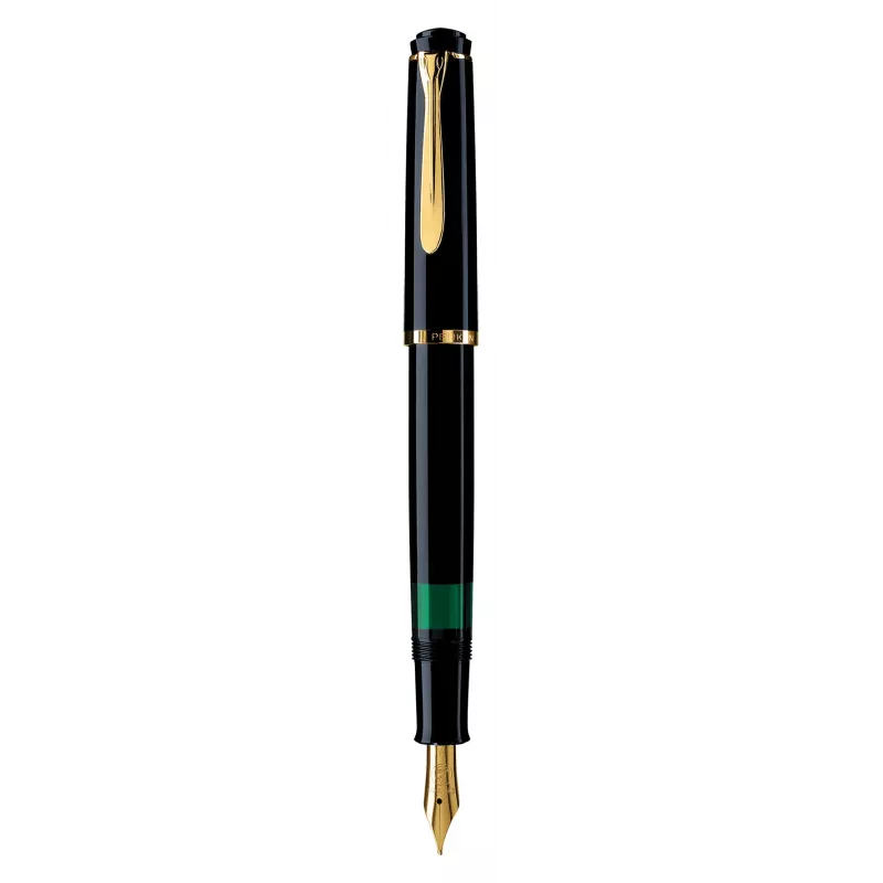 Pelikan M200, Black, Gold, Integrated Filling System, Resin, Gold, Italic Nib, Gold, Stainless Steel