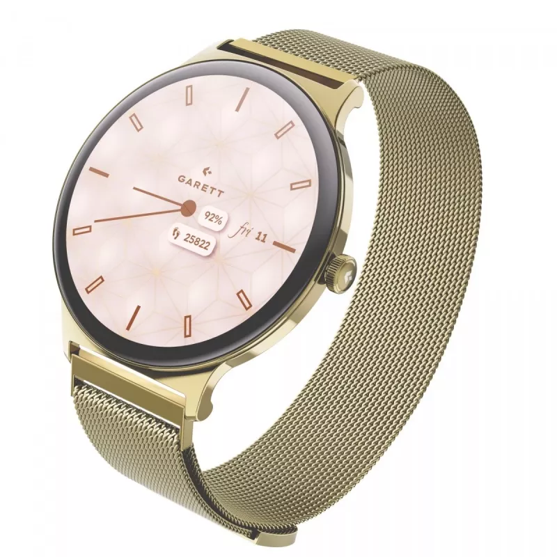 Smartwatch Garett Verona 2 Gold Mesh with Bluetooth and Heart Rate Monitor