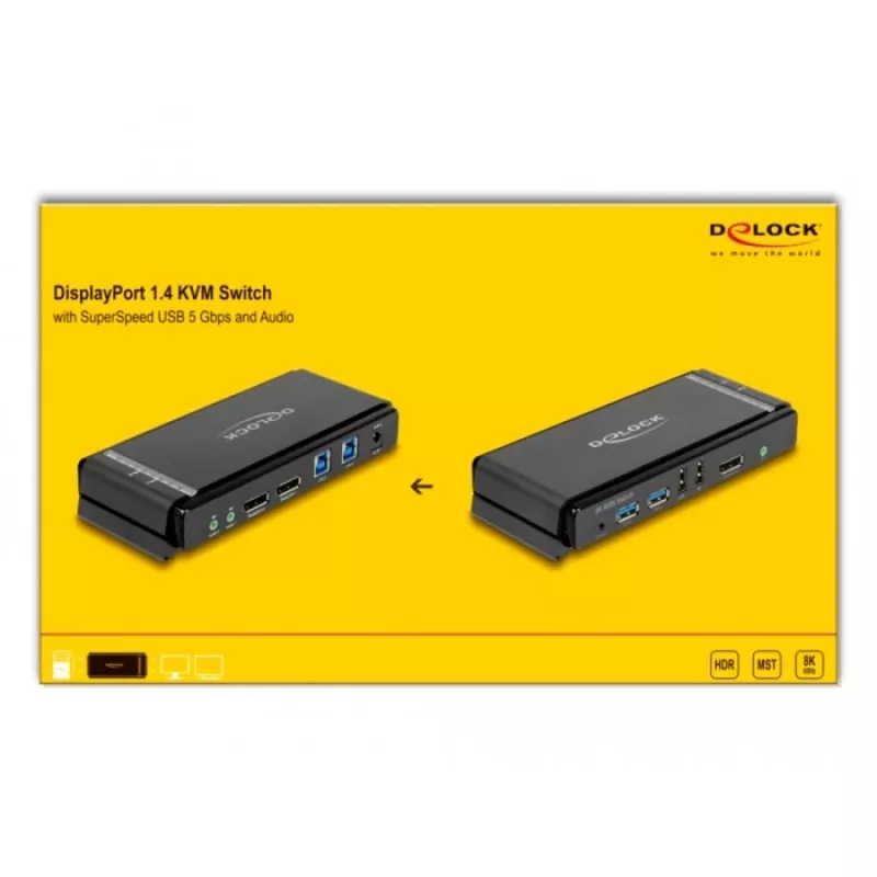 KVM Switch DeLOCK DisplayPort 1.4 8K 60Hz USB Audio