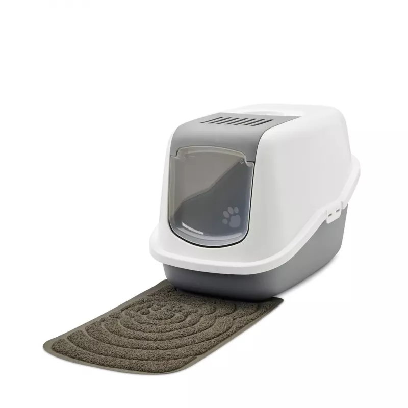 SAVIC Nestor White-Grey - Covered Cat Litter Box - 56x39x38.5 cm - 1 pc