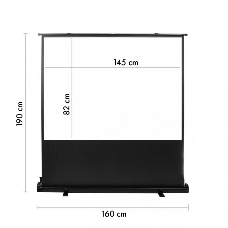 Projection screen MACLEAN MC-211 portable 100 inch (4:3) freestanding manual pull-up, viewing surface 200×150 cm
