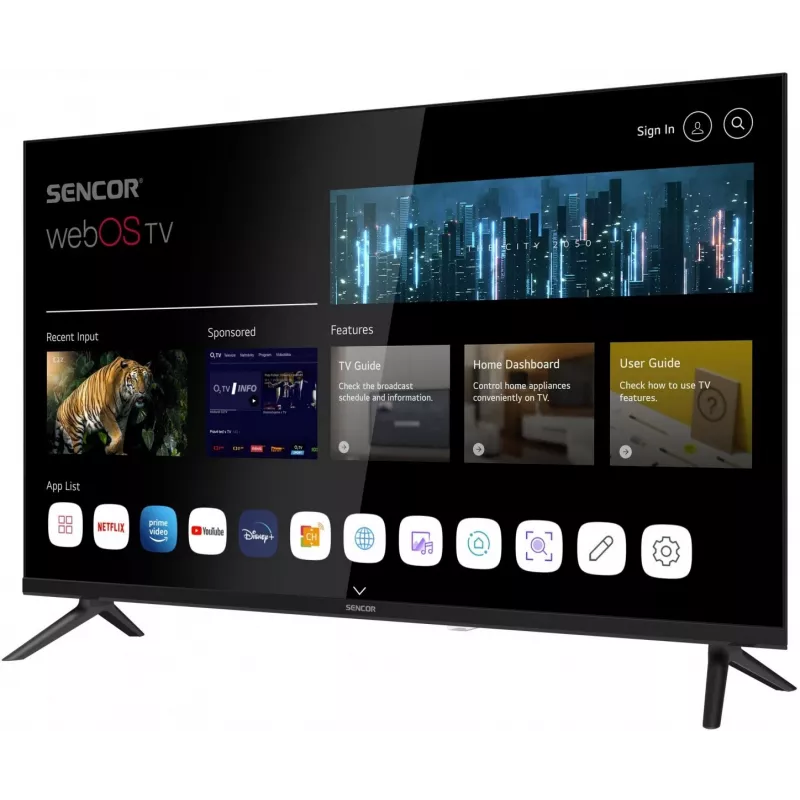 LED SMART TV SENCOR SLE 32S803B 32 inch webOS HD 1366×768, HDR10, Wi‑Fi, Bluetooth, DVB‑T/T2/C/S/S2, 3×HDMI, 2×USB