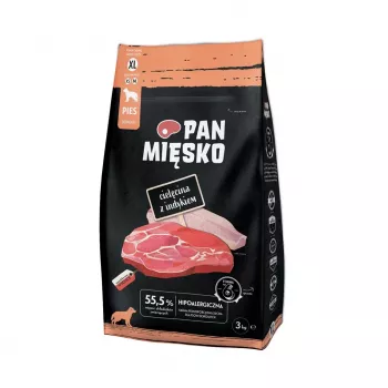 Dry dog food Pan Miesko Veal with Turkey XL, Adult, 3 kg, 30% Protein, 20% Fat