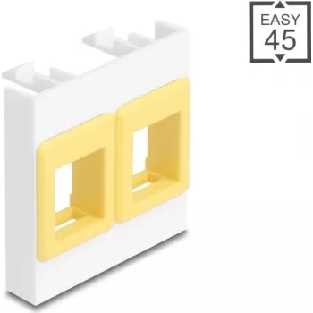 Mounting frame DELOCK Easy 45 Module 2x Keystone holders 45×45 mm white/yellow