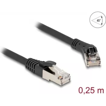 Network Cable DeLOCK RJ45 Cat.8.1 45° right angled 0.25 m black