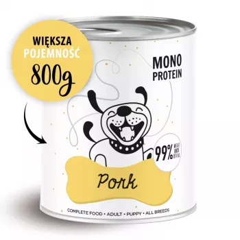 Wet dog food PAKA ZWIERZAKA Pepe Pork 800 g — complete adult wet food, 85% moisture, 8.3% protein, 5.5% fat