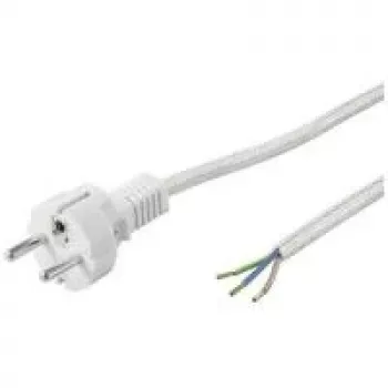 Wentronic Goobay Grounded Power Cable Heat-Resistant for custom assembly, 3 m, White,Silver, White-Silver - Type F (Type F, CEE 7/7) > loose cable ends (50504)