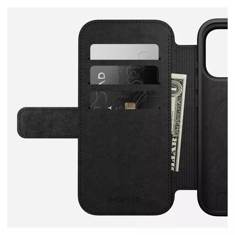 Leather folio phone cover Nomad Modern Leather Folio for iPhone 17 Pro — brown, fits 6.3 inch (16 cm), 4 card pockets