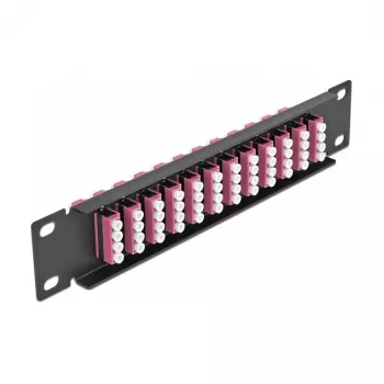 Fiber Optic Patch Panel DeLOCK 10 inch 12 Port LC Quad Violet 1U Black