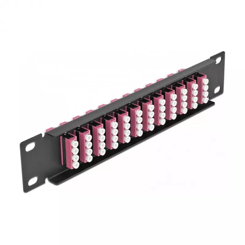 Fiber Optic Patch Panel DeLOCK 10 inch 12 Port LC Quad Violet 1U Black