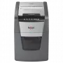 Paper shredder REXEL Optimum AutoFeed+ 100X — 100-sheet auto feed, 4 x 28 mm cross-cut, 34 L bin, aluminium