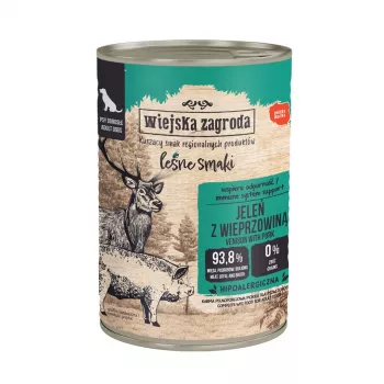 wiejskazagroda Forest Flavours Wet Dog Food Deer with Pork 400 g - Adult, Grain-Free, Complete Feed