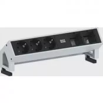 Power extension Bachmann DESK 2 0.2 m 3 AC outlets Black Stainless steel