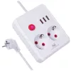 Power strip MACLEAN MCE387 W — 2 sockets, 3×USB A, 110–240V, 2500W, 1.5 m cable, white