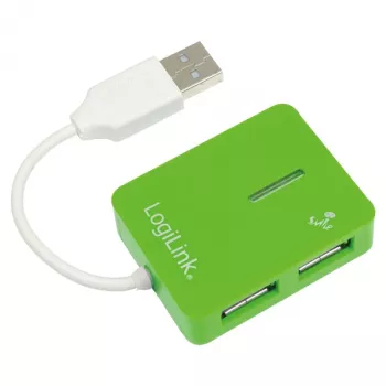 USB Hub LOGILINK UA0138 — 4‑port USB 2.0 hub, green, up to 480 Mbit/s