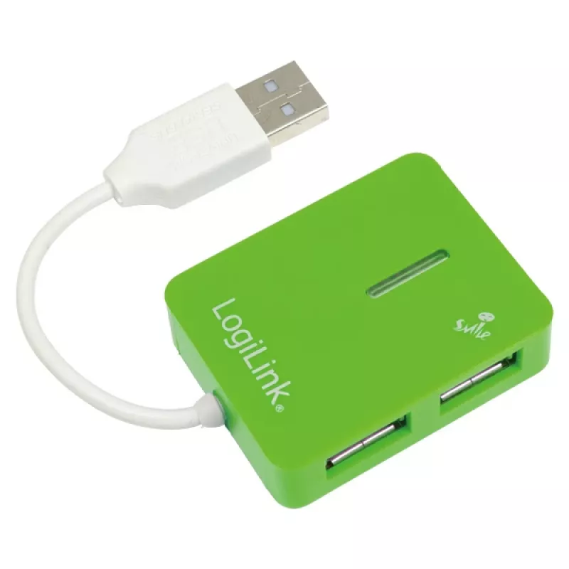 USB Hub LOGILINK UA0138 — 4‑port USB 2.0 hub, green, up to 480 Mbit/s