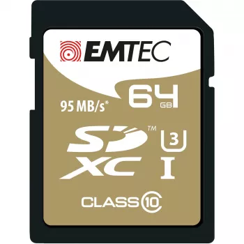 EMTEC Speedin - Flash Memory Card - 64GB - UHS Class 3 / Class10 - SDXC UHS-I (ECMSD64GXC10SP)