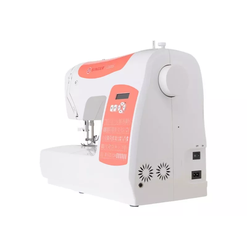 SINGER C5205 sewing machine, model 230239102, portable domestic mechanical/stitcher in coral orange