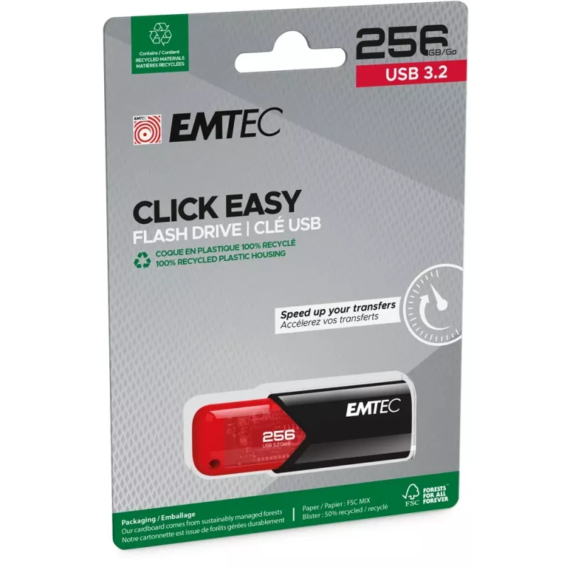 USB Flash Drive Emtec 256GB USB Type-A 3.2 Gen 1 Click Easy
