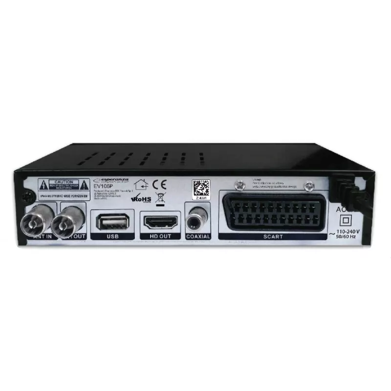 Set-top box ESPERANZA EV106R cable tuner DVB-T2 / HEVC H.265, HDMI, USB, PVR, Dolby Digital, 174–790 MHz, black