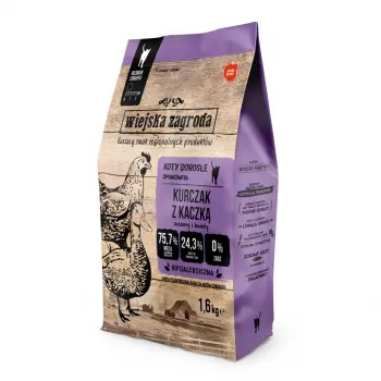 Dry cat food wiejskazagroda WZ-KOT-02-16KG Chicken Duck 1.6 kg, adult, protein 44%, fat 17%, grain-free