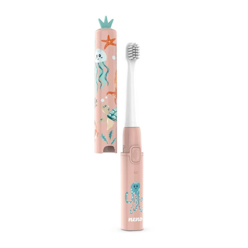 Electric children's toothbrush neno Pulito Coral — vibrating, child-sized head, 2 modes, 2 brush heads, rechargeable Li-Ion