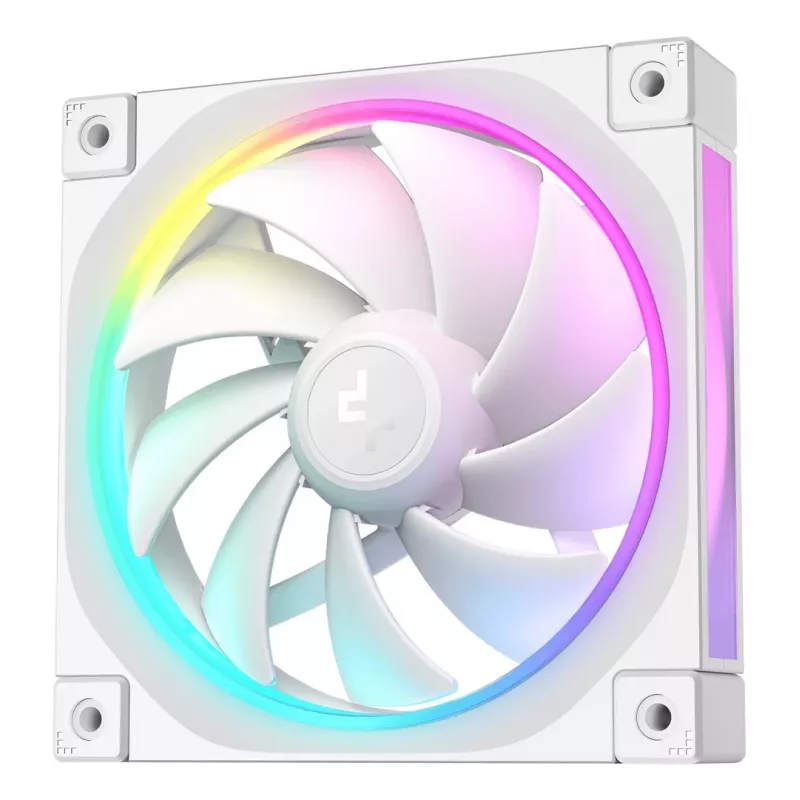 12 cm case fan DeepCool FL12 WH — 3-pack, 120×120×25 mm, 2150 RPM, 55 CFM, Fluid Dynamic Bearing, PWM, multi-LED, 4-pin