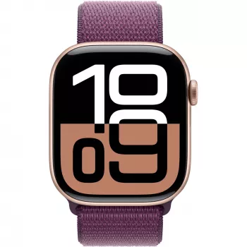 Apple Watch Series 10 Aluminum Case GPS + Cellular 46mm Rose Gold Sport Loop plum