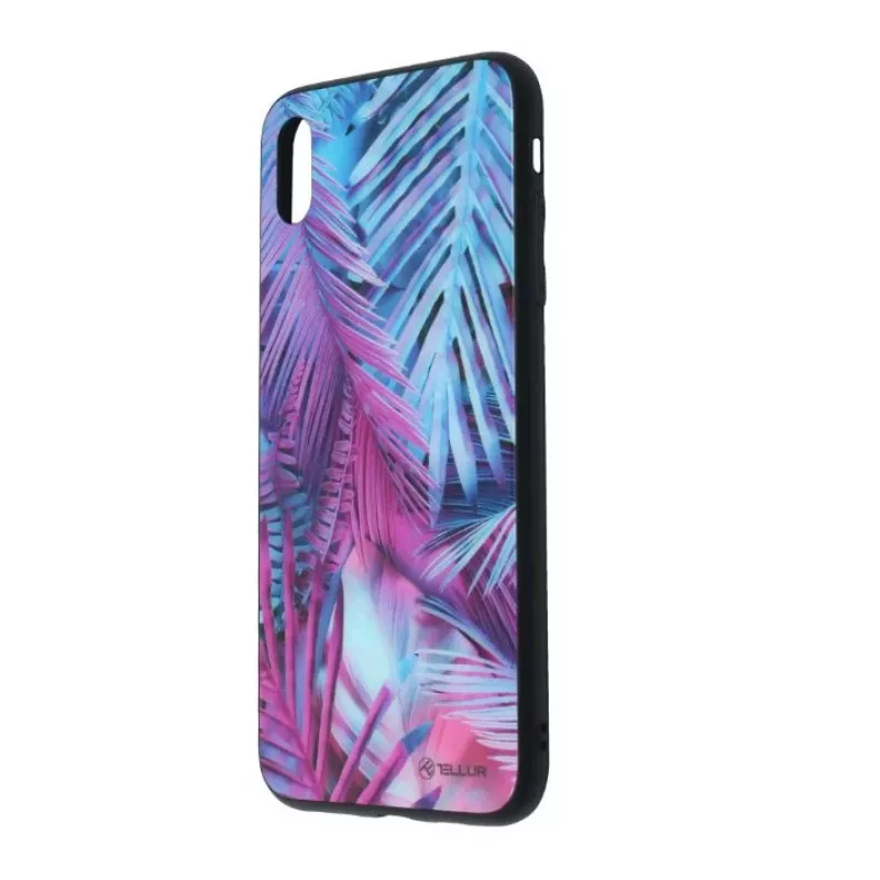 Protective cover glass sleeve Tellur for iPhone XS Max with printed palm design