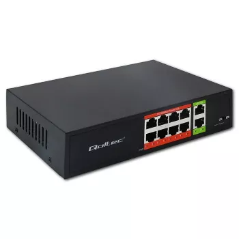 Network switch QOLTEC FAST Ethernet PoE 8xRJ45 with 2xRJ45 uplink (model 52290)