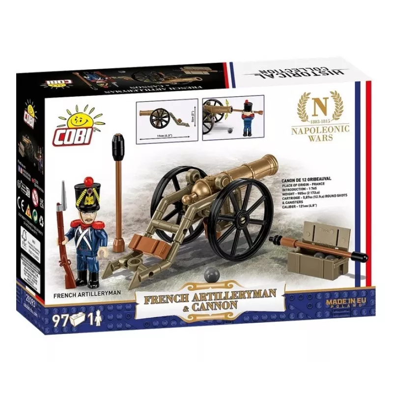 French Artilleryman with Cannon Building Blocks Set, 97 Pieces