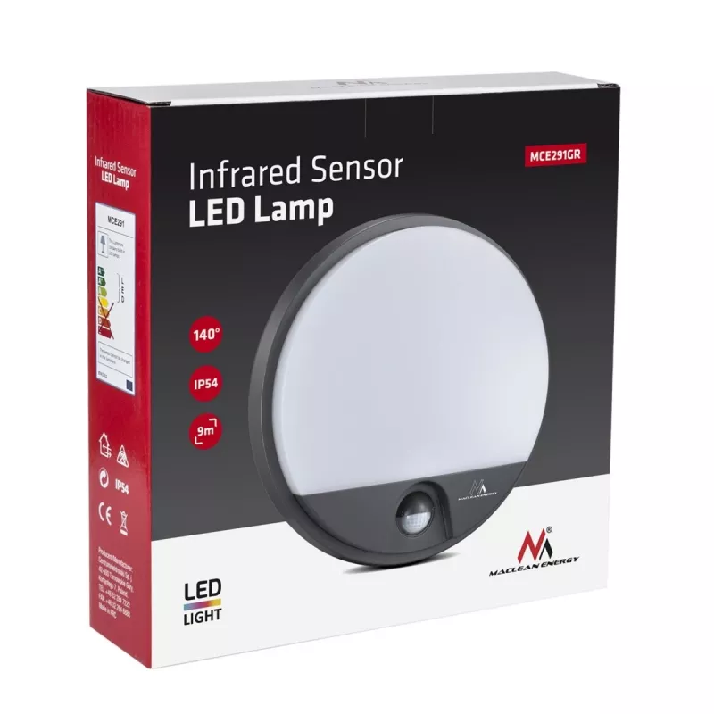 LED 15W Lamp with Infrared Motion Sensor MACLEAN MCE291 GR