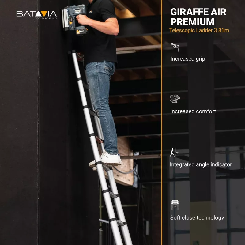 Telescopic ladder Batavia B.V. Giraffe AIR 3.81 m, compact extendable aluminium ladder