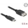 USB cable DELOCK 81535 USB 2.0, USB-C to USB-A, 0.5 m, black