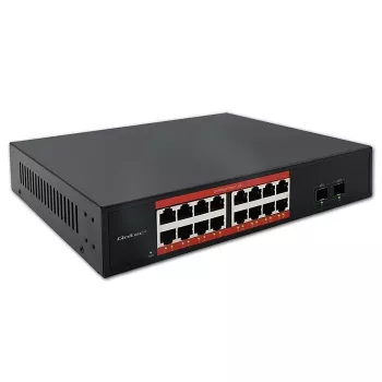 Network switch QOLTEC 52364 — Gigabit Ethernet PoE 16xRJ45, 2xSFP