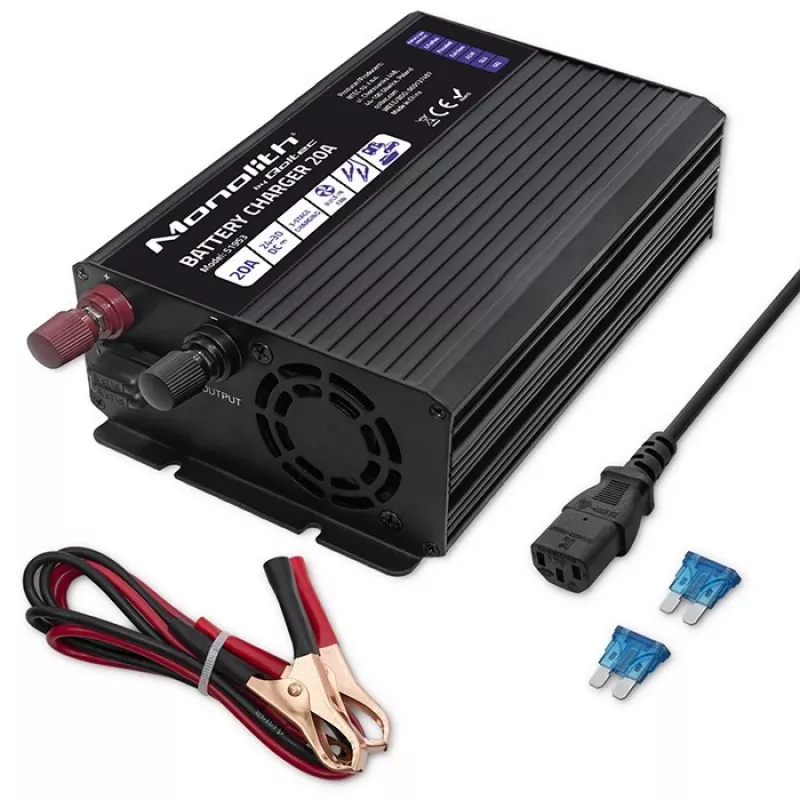 Qoltec Smart Monolith Battery Charger for LiFePO4 AGM GEL SLA batteries | 20A | 24V