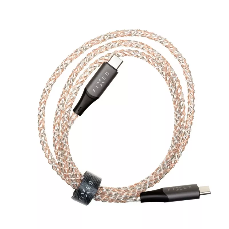 USB-C to USB-C charging cable FIXED FIXDLED-CC-RA with PD support and fixed length, integrated rainbow LED