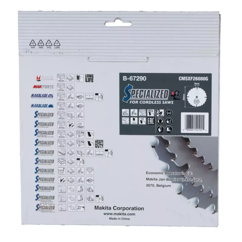 T.C.T. saw blade 260X2.15X30mm 10° T80 EFFICUT