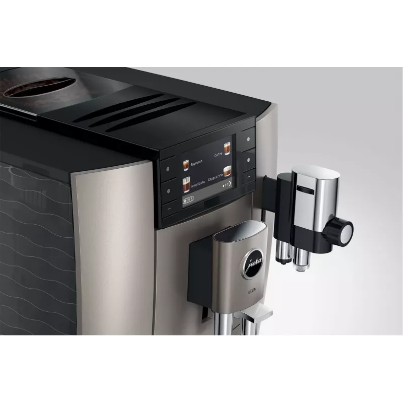 Espresso machine JURA E8 Fully-auto 1.9 L Silver — 15 bar, 3.5 inch display, grinder, milk frother