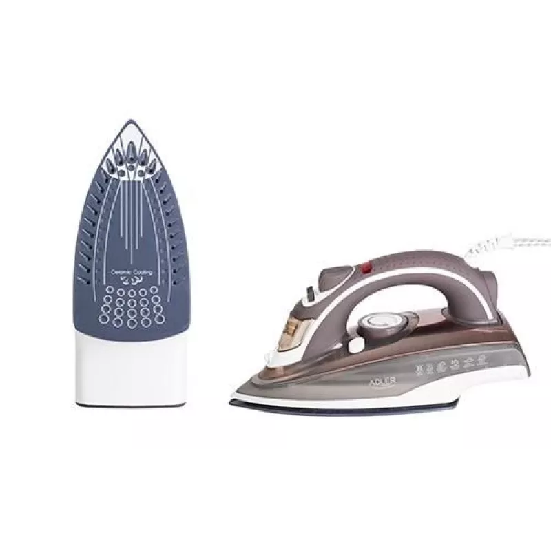 Steam iron Adler AD 5030 — steam iron, 3000 W, ceramic soleplate, 0.31 L water tank, 20 g/min continuous steam, vertical steam, anti-calc