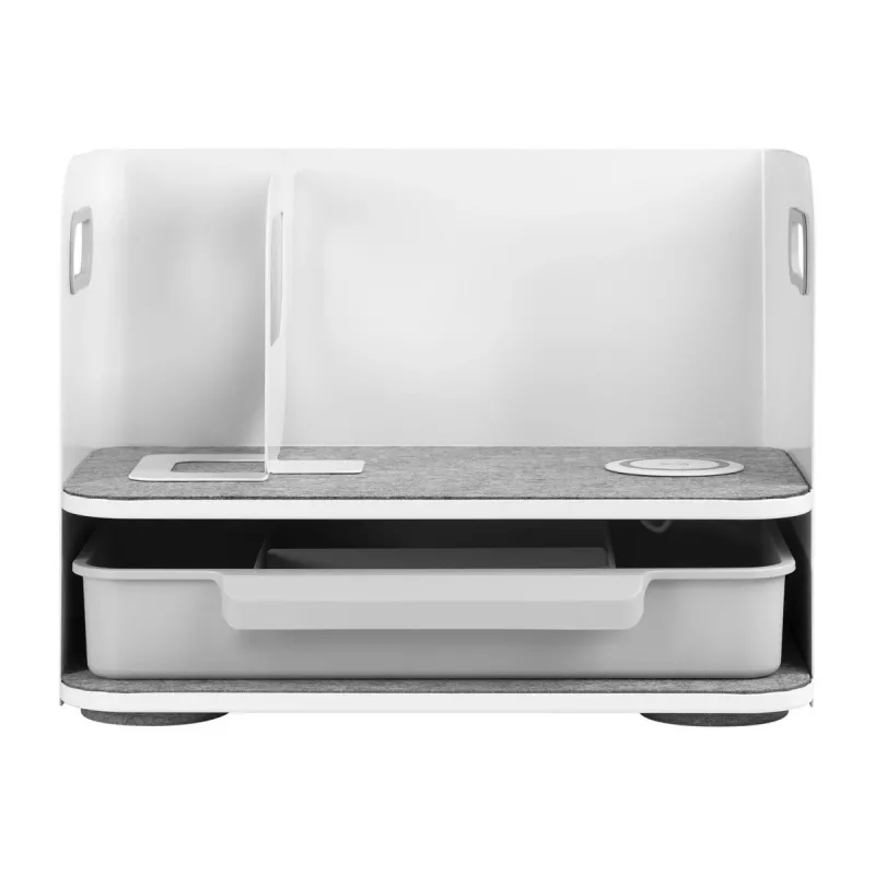 Desk organizer with drawer and wireless charger Ergo Office, white, max. 10kg, ER-441