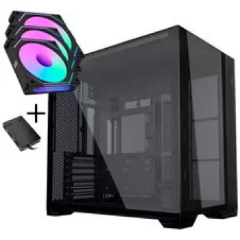 Lian Li O11 Vision Compact PC-Enclosure Bundle + 3x UNI FAN SL-INF 120 Reverse Blade Fan - black
