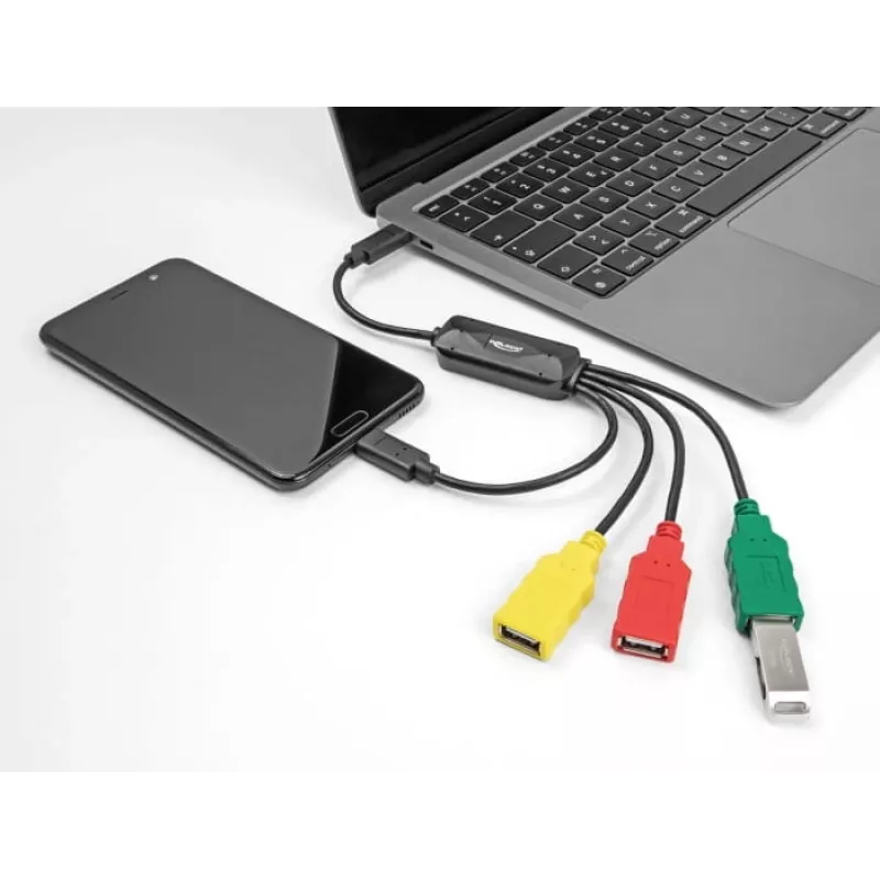 DeLOCK 4 Port USB 2.0 Cable Hub USB Type-C to 3 x USB-A female + 1 x USB-C male