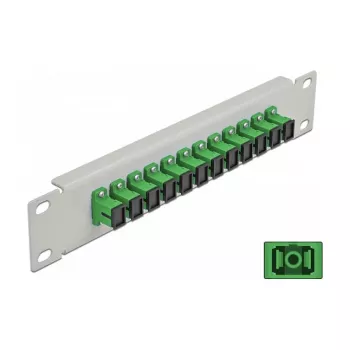 Fiber Optic Patch Panel DeLOCK 10 inch 12 Port SC Simplex green 1U grey