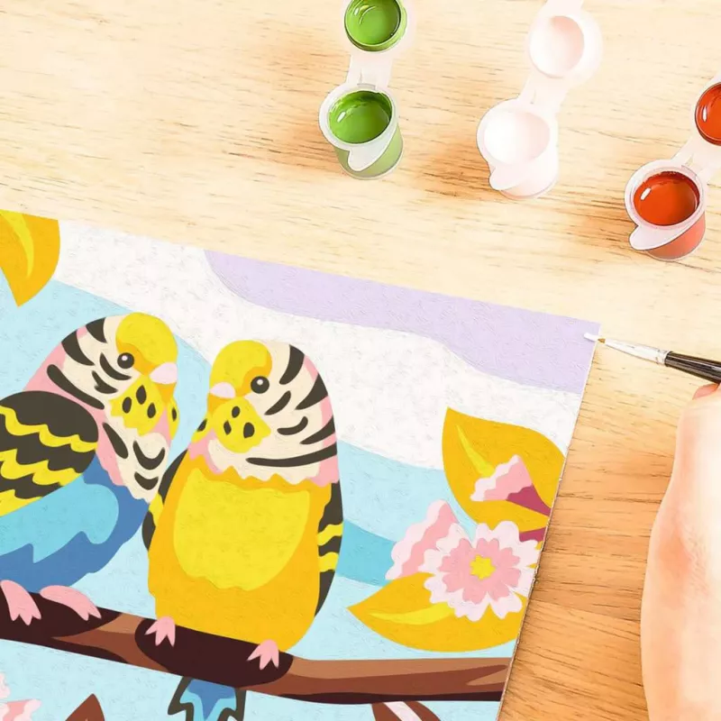 CreArt - Colourful budgerigars, Painting