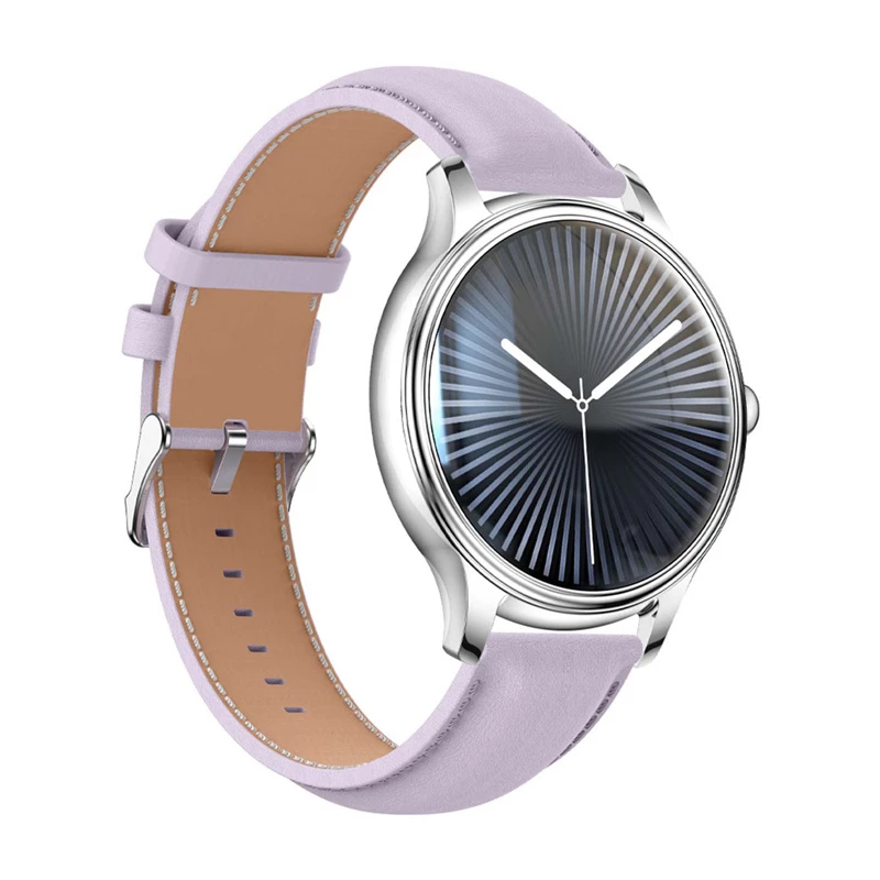 Smartwatch Colmi L28 Silver-Purple with Purple Leather Strap